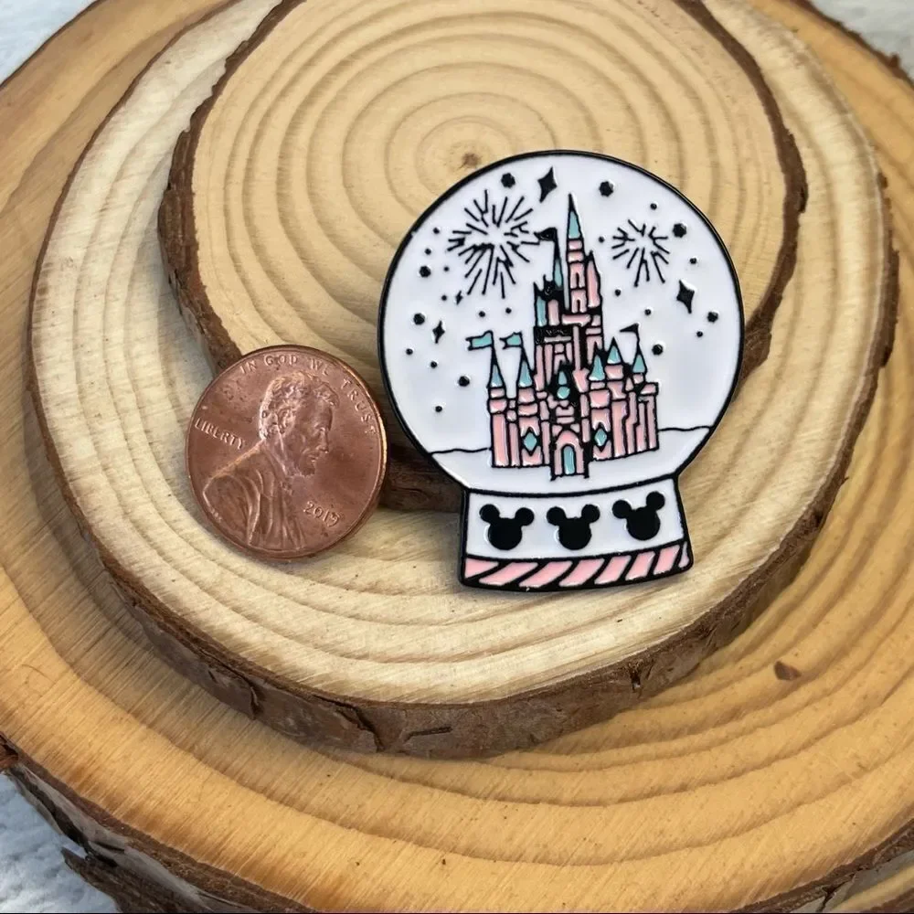 White Magic Castle Snow Globe Enamel Pin/ Brooch Lapel